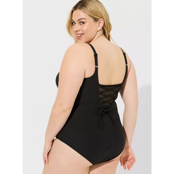 Torrid Corset Shape Swim One Piece Black Wire Free Swimsuit Plus Size 4X 4 - Picture 8 of 12